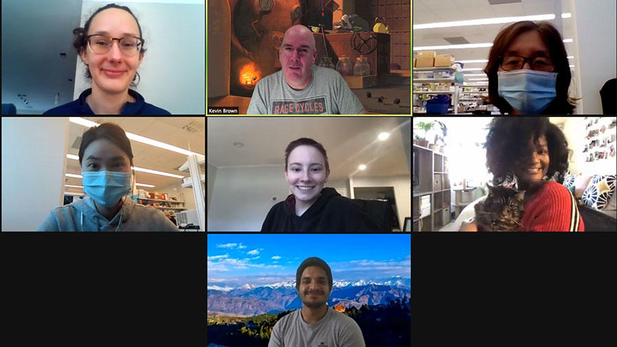Kevin Brown Lab members in a Zoom meeting